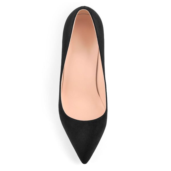Black Suede Metal Heels Pointed Toe High Heel Pumps - Image 2