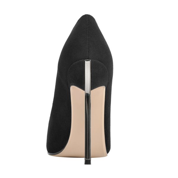 Black Suede Metal Heels Pointed Toe High Heel Pumps - Image 4