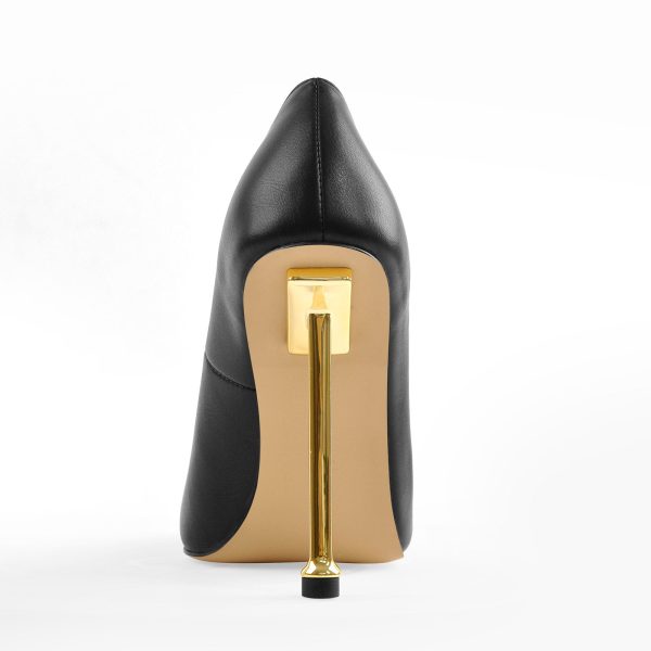 Matte Black High Metal Heels Stiletto Pumps - Image 3