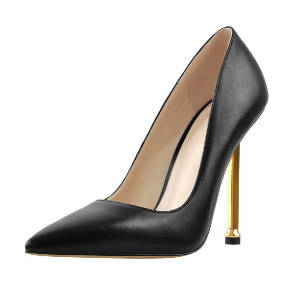 Matte Black High Metal Heels Stiletto Pumps - Image 2