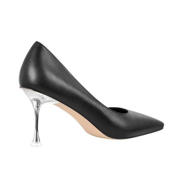 Black Slip on Mid Heel Pumps - Image 4