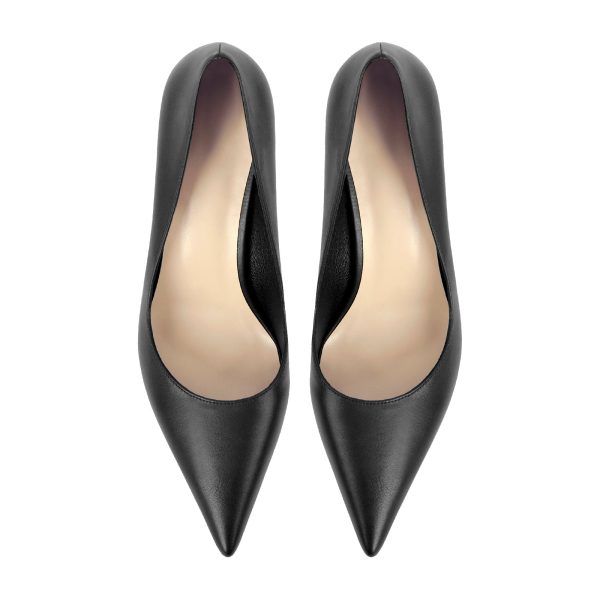 Black Slip on Mid Heel Pumps - Image 3