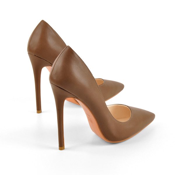 8cm 10cm 12cm Brown  Pointed Toe Slip On High Heel Pumps - Image 4