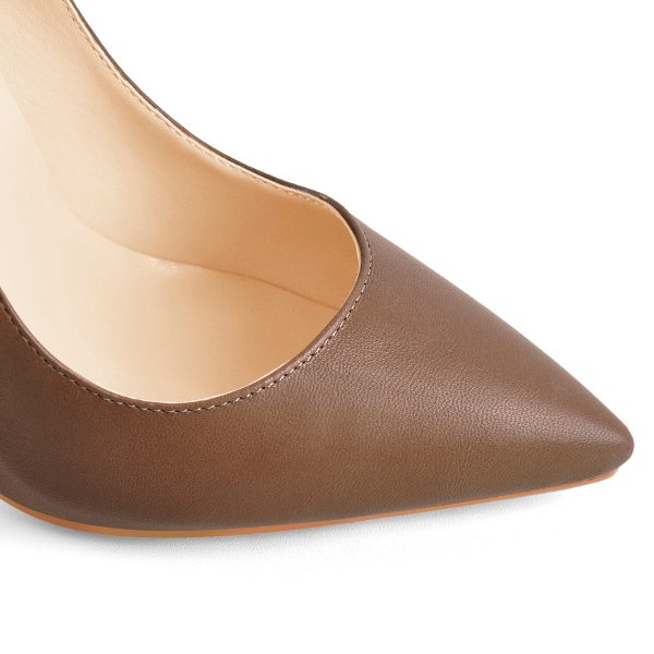 8cm 10cm 12cm Brown  Pointed Toe Slip On High Heel Pumps - Image 5