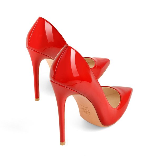 8cm 10cm 12cm Red Pointed Toe Slip On High Heel Pumps - Image 4