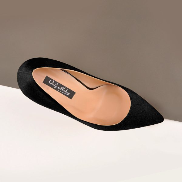 8cm 10cm 12cm Black Suede Pointed Toe Slip On High Heel Pumps - Image 4