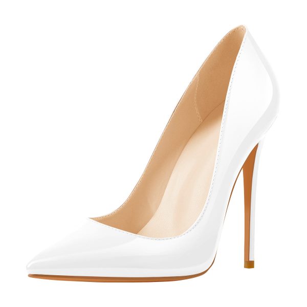 8cm 10cm 12cm Patent White Pointed Toe High Heel Pumps - Image 2