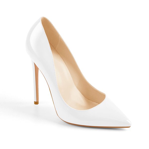 8cm 10cm 12cm Patent White Pointed Toe High Heel Pumps - Image 3