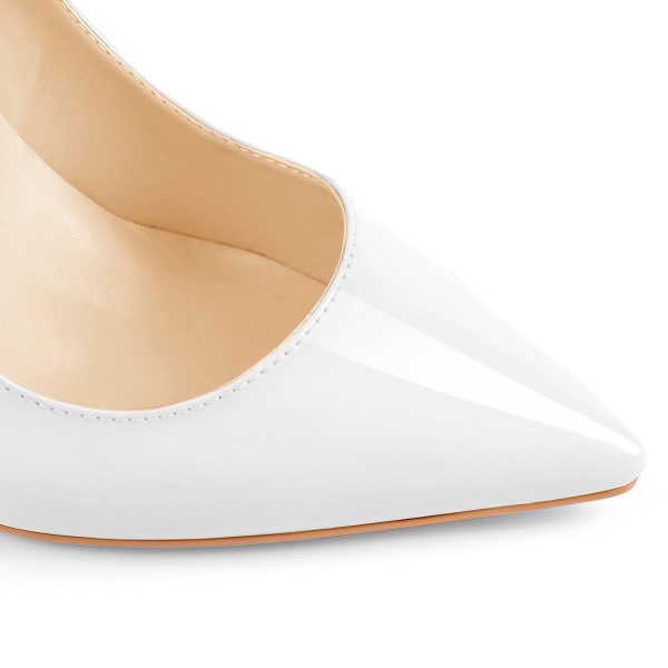 8cm 10cm 12cm Patent White Pointed Toe High Heel Pumps - Image 5