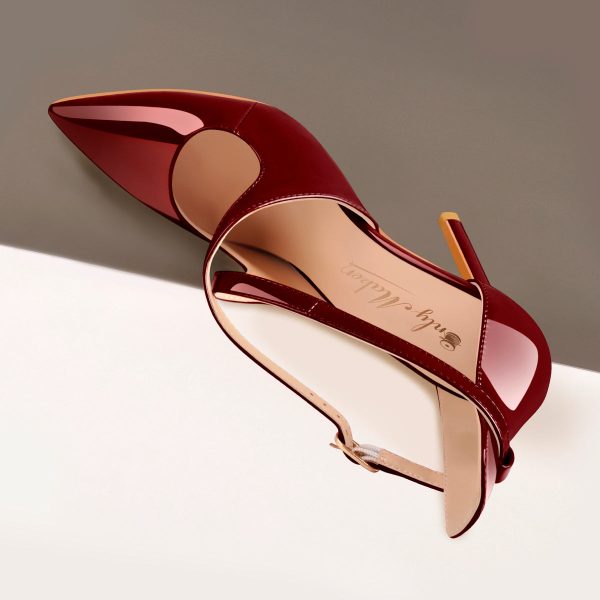 Patent Leather Pointed Toe Cross Strap High Heel Pumps - Image 7