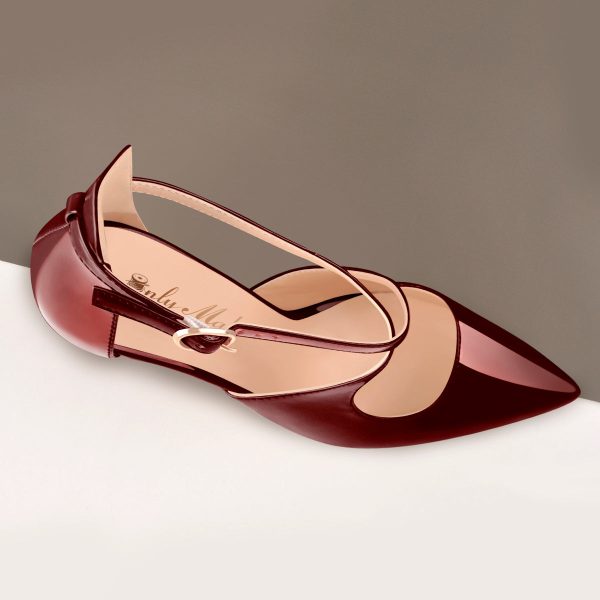 Patent Leather Pointed Toe Cross Strap High Heel Pumps - Image 8