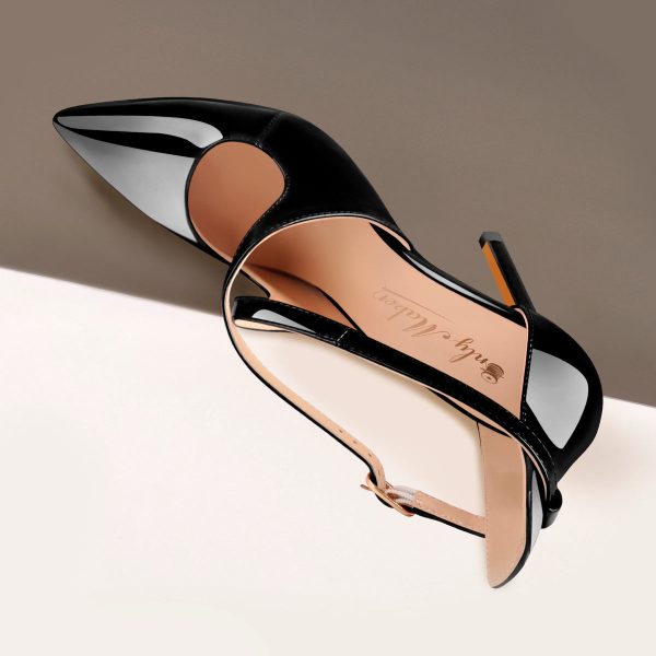 Patent Leather Pointed Toe Cross Strap High Heel Pumps - Image 5