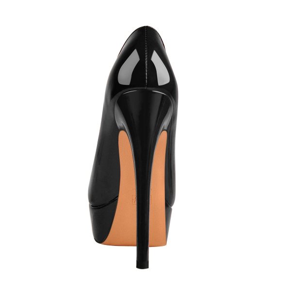Black Round Toe Stiletto High Heels Slip-on Pumps - Image 3