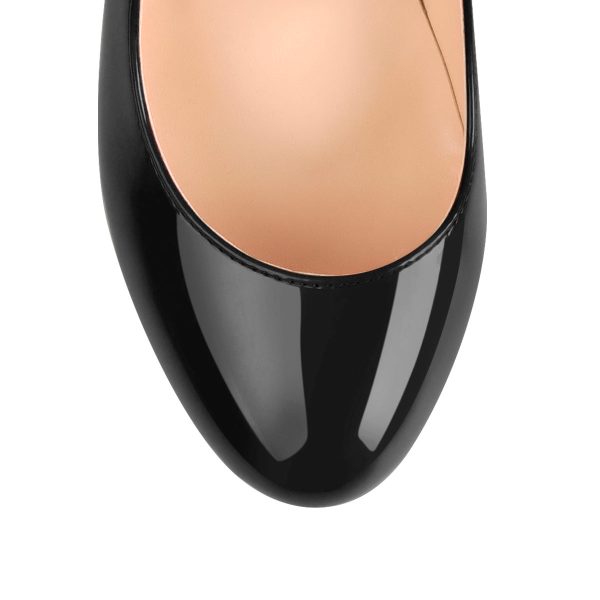 Black Round Toe Stiletto High Heels Slip-on Pumps - Image 4