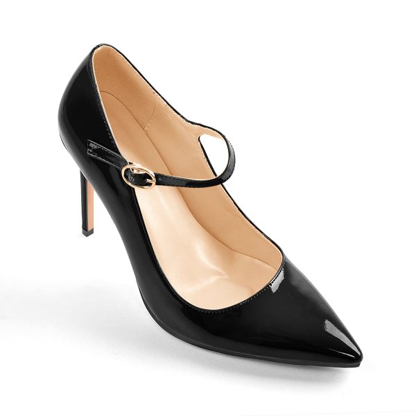 Patent Black Pointed Toe High Heel Stiletto Pumps - Image 3