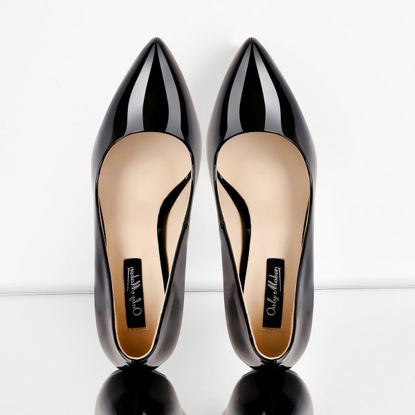 Black Patent Leather Platform Stiletto High Heels Pumps - Image 2