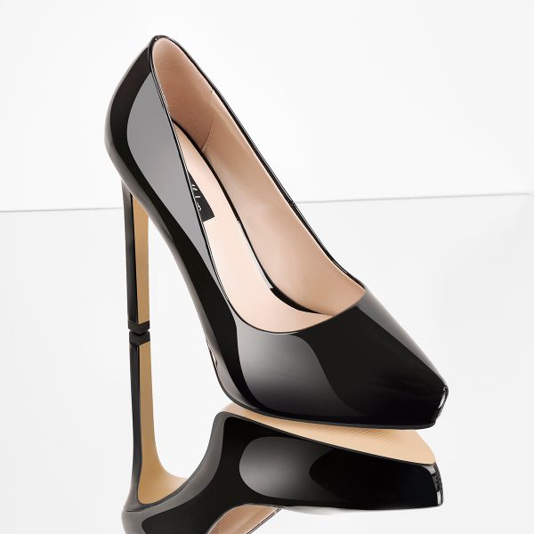 Black Patent Leather Platform Stiletto High Heels Pumps - Image 3