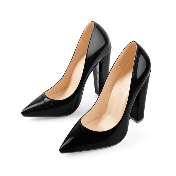 Elegant Classic Pointed Toe Chunky Heels Pumps - Image 4