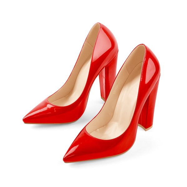 Elegant Classic Pointed Toe Chunky Heels Pumps - Image 8