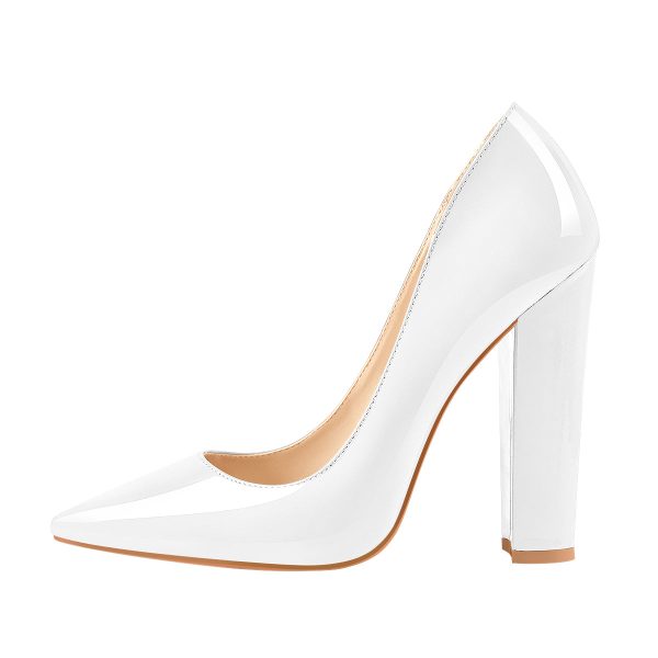 Elegant Classic Pointed Toe Chunky Heels Pumps - Image 11