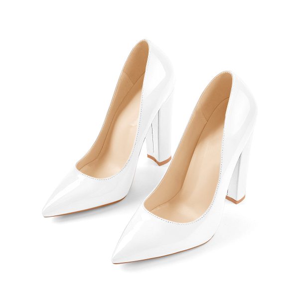 Elegant Classic Pointed Toe Chunky Heels Pumps - Image 13