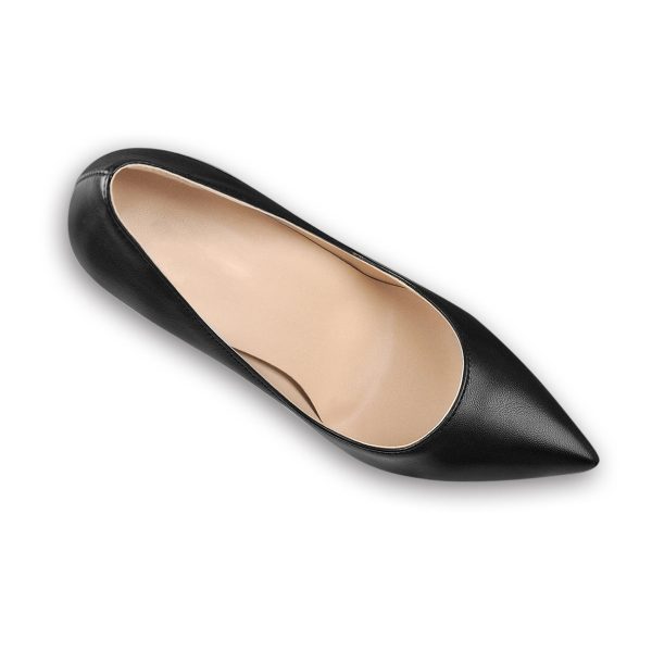 Matte Black Elegant Classic Pointed Toe Pumps Chunky Heels - Image 4