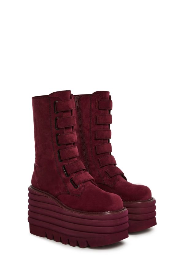 Meant To Be Platform Boots - Dark Red - Image 3