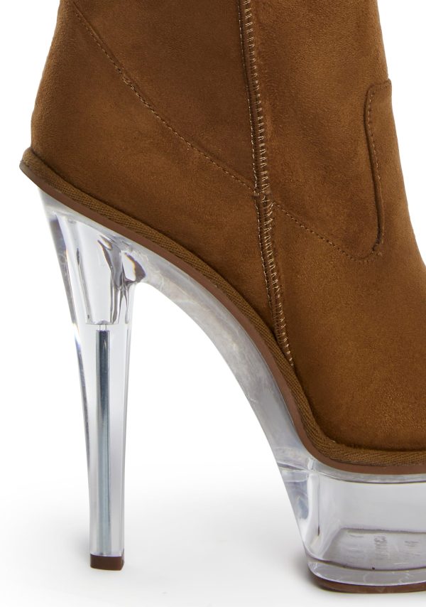 Kickdrum Suede Clear Platform Boots - Brown - Image 2