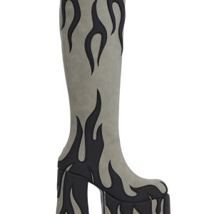 Up In Flames Platform Boots - Gray