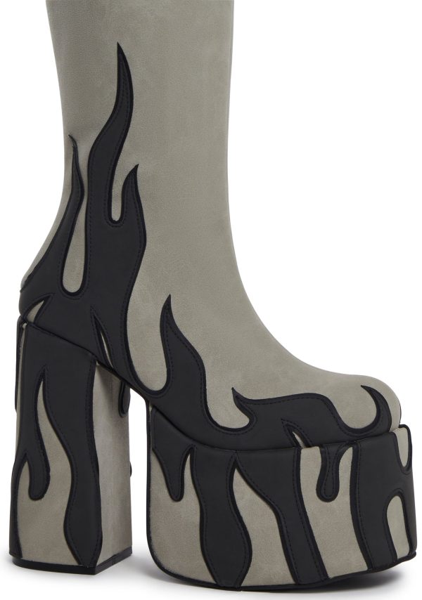 Up In Flames Platform Boots - Gray - Image 2