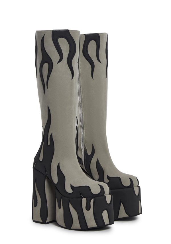 Up In Flames Platform Boots - Gray - Image 3