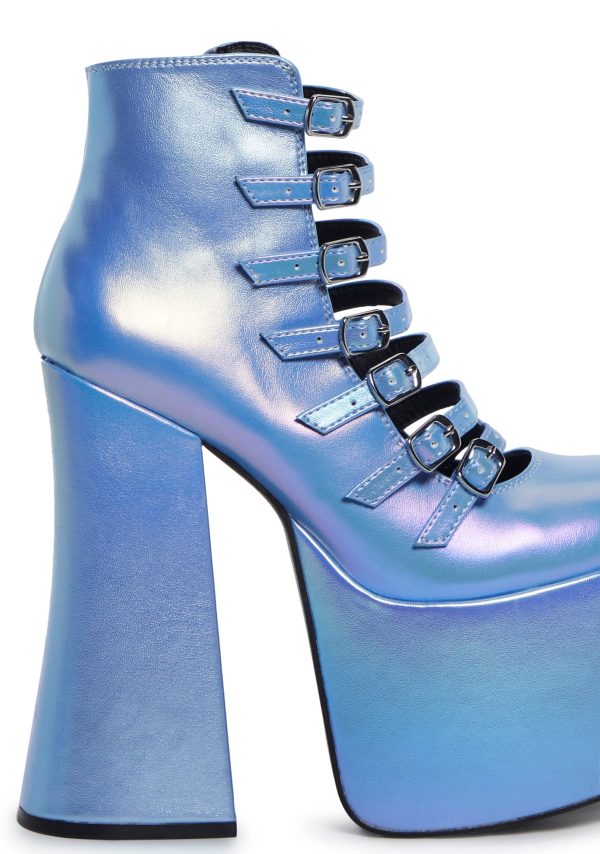 Hardcore Dazzle Platform Booties - Blue Holo - Image 2