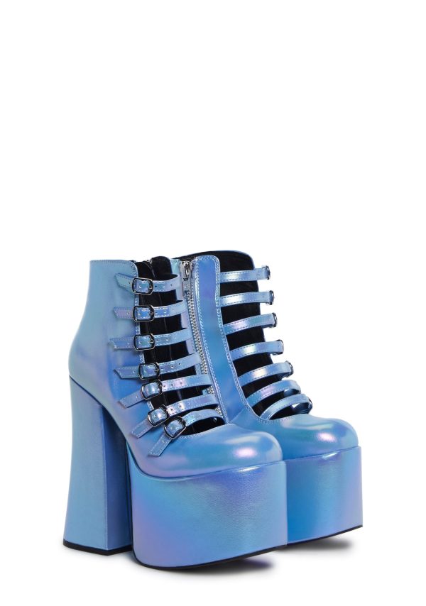 Hardcore Dazzle Platform Booties - Blue Holo - Image 3