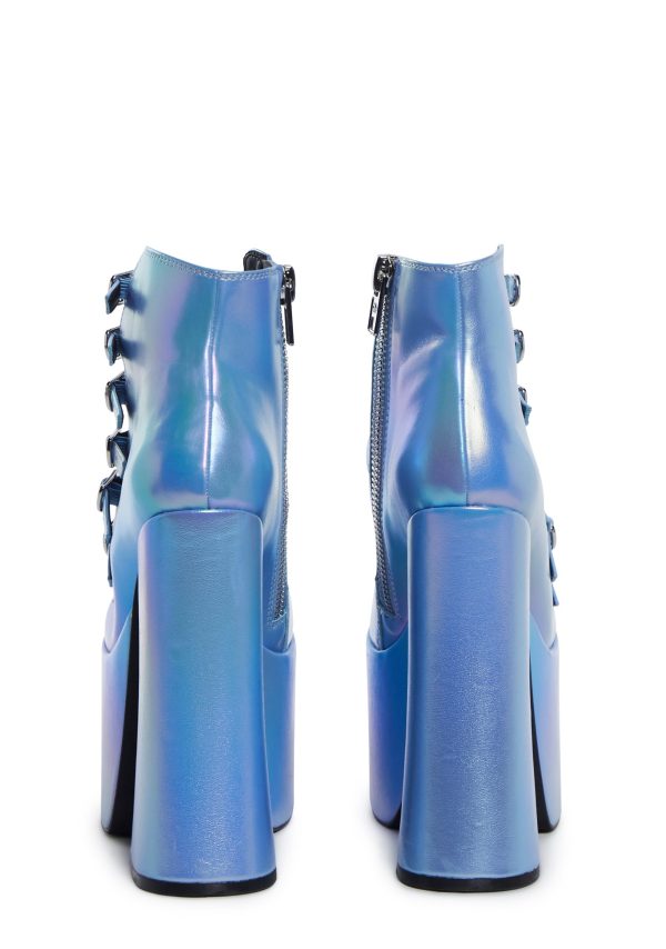 Hardcore Dazzle Platform Booties - Blue Holo - Image 4