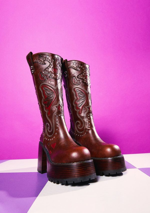 The Wild West Platform Boots - Brown - Image 5