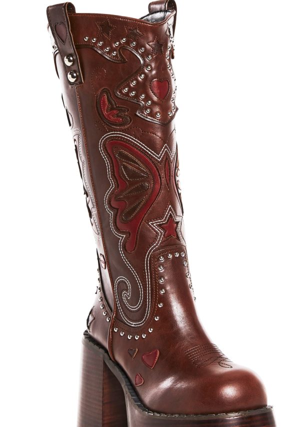 The Wild West Platform Boots - Brown - Image 2